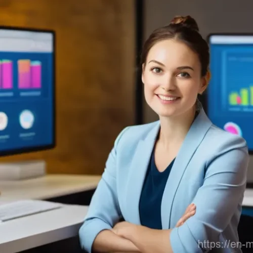 이메일 마케팅 자동화 통계와 데이터 활용 - **Prompt:** A dynamic, brightly lit digital workspace where a focused email marketing professional (...