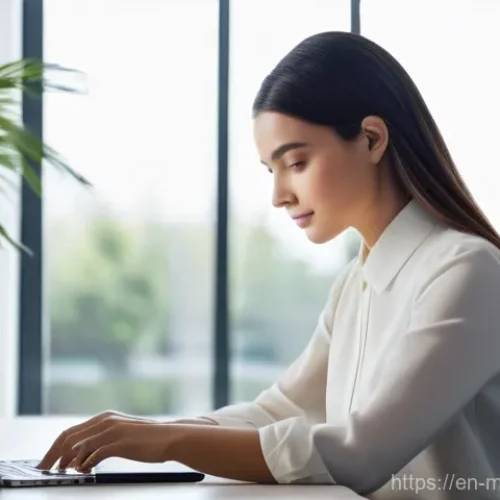 이메일 마케팅 자동화의 기술과 트렌드 - **Prompt:** A young professional woman, dressed in smart business casual attire (a modest blouse and...