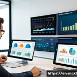 Home 21 효율적인 세그먼트 기반 이메일 자동화 - A modern marketing office scene showing a diverse team of professionals analyzing customer data on m...