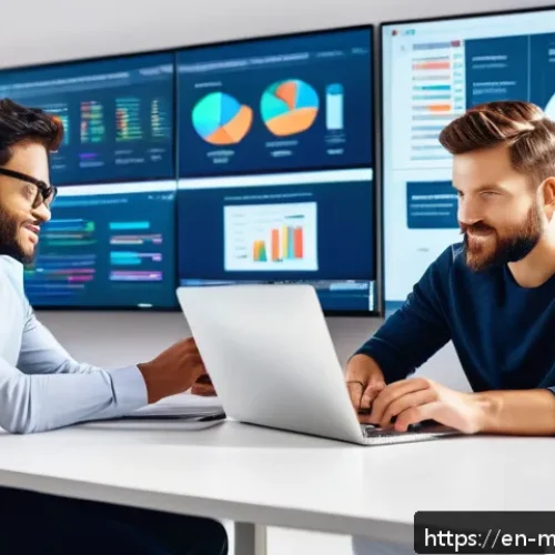 Home 31 이메일 마케팅 자동화의 경제적 이점 - A modern office workspace featuring a diverse marketing team collaborating around a large screen dis...