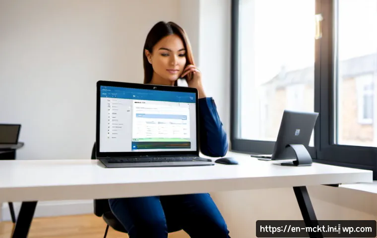 이메일 자동화의 미래와 최신 트렌드 - Photorealistic modern marketing workspace showing a confident business professional reviewing an ema...